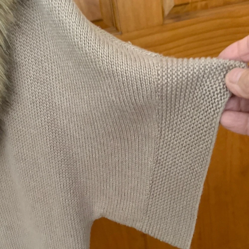 Chico's Brown Sweater with Faux Fur Collar - Picture 4 of 7